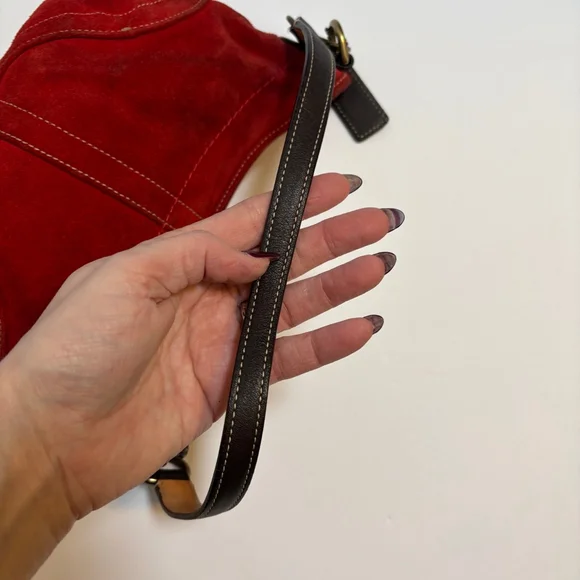 Vintage Coach 4284 Red Suede Soho Hobo Shoulder Bag 2004 Y2K Era Rare Colorway - Picture 7 of 12